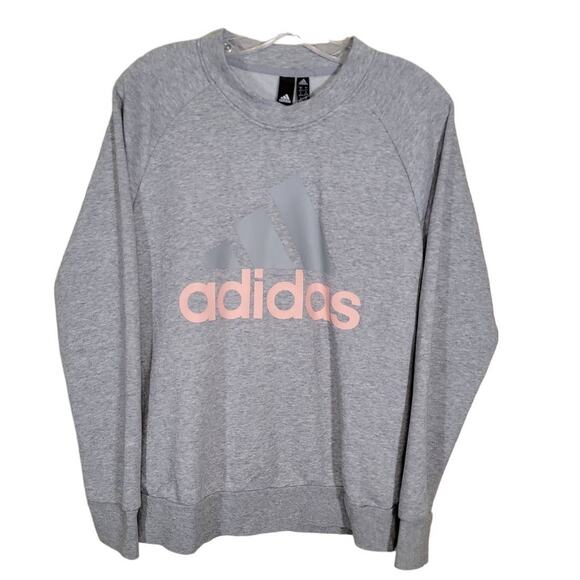 Adidas Women's Crew Neck Sweatshirt Ribbed Cuff & Hem Pullover Gray Size Medium - Picture 1 of 7